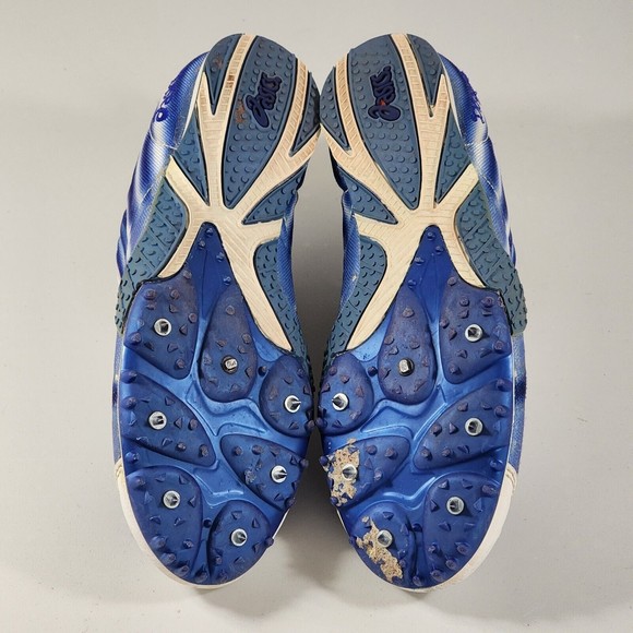 Asics Women's GN266 Track & Field White / Blue spikes running shoes Size 9.5 - Picture 7 of 11